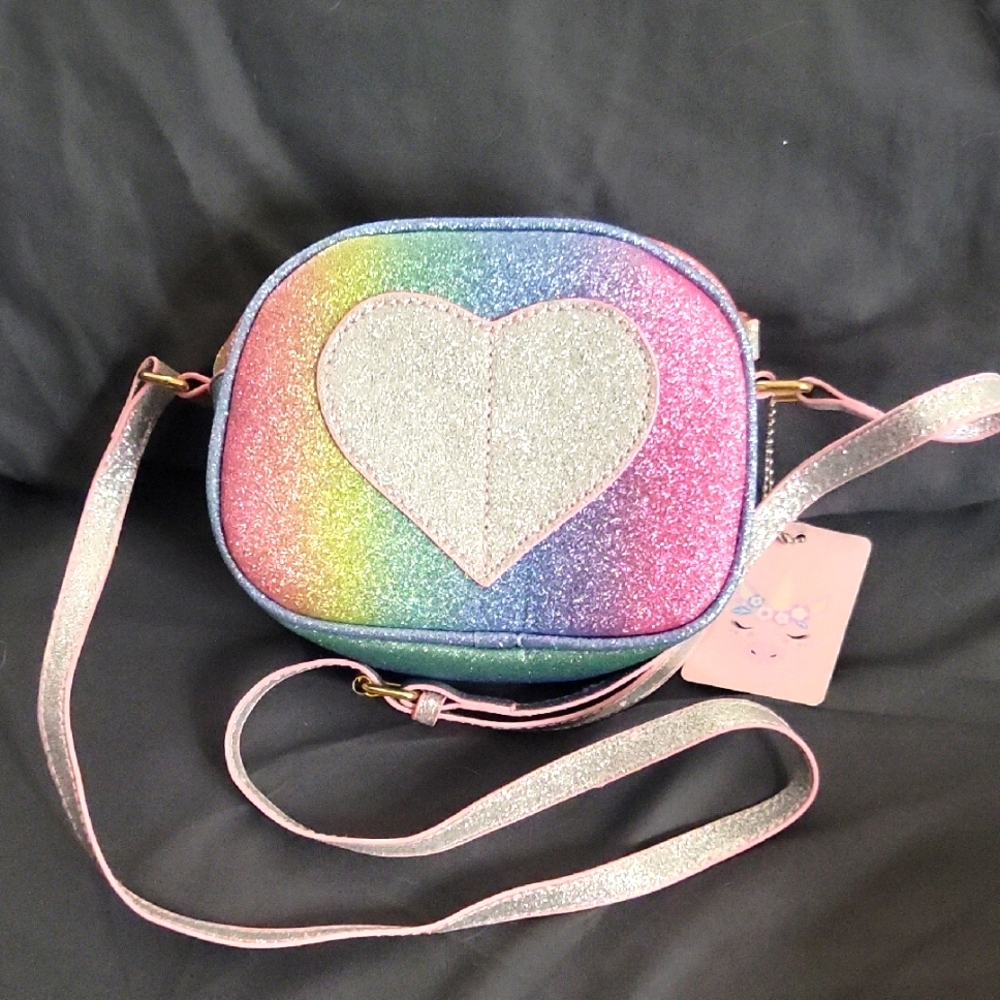 Rainbow Glitter Heart Crossbody Bag by minasies